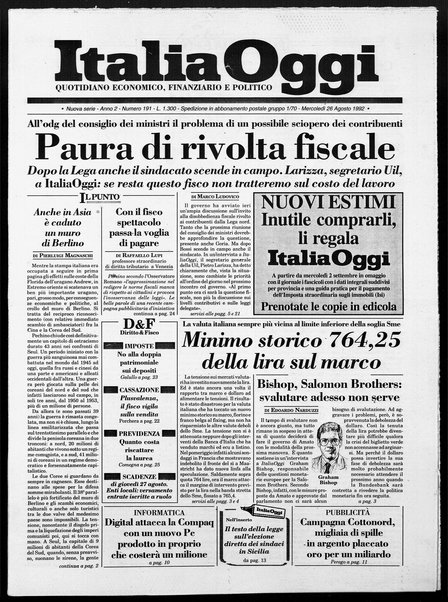 Italia oggi : quotidiano di economia finanza e politica